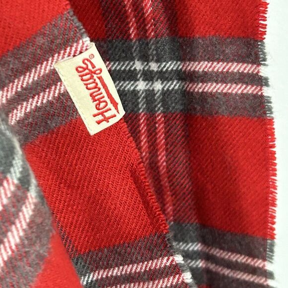Homage Scarf Ohio State University Plaid Fringe Scarlet Grey Buckeyes OSU - Picture 6 of 7
